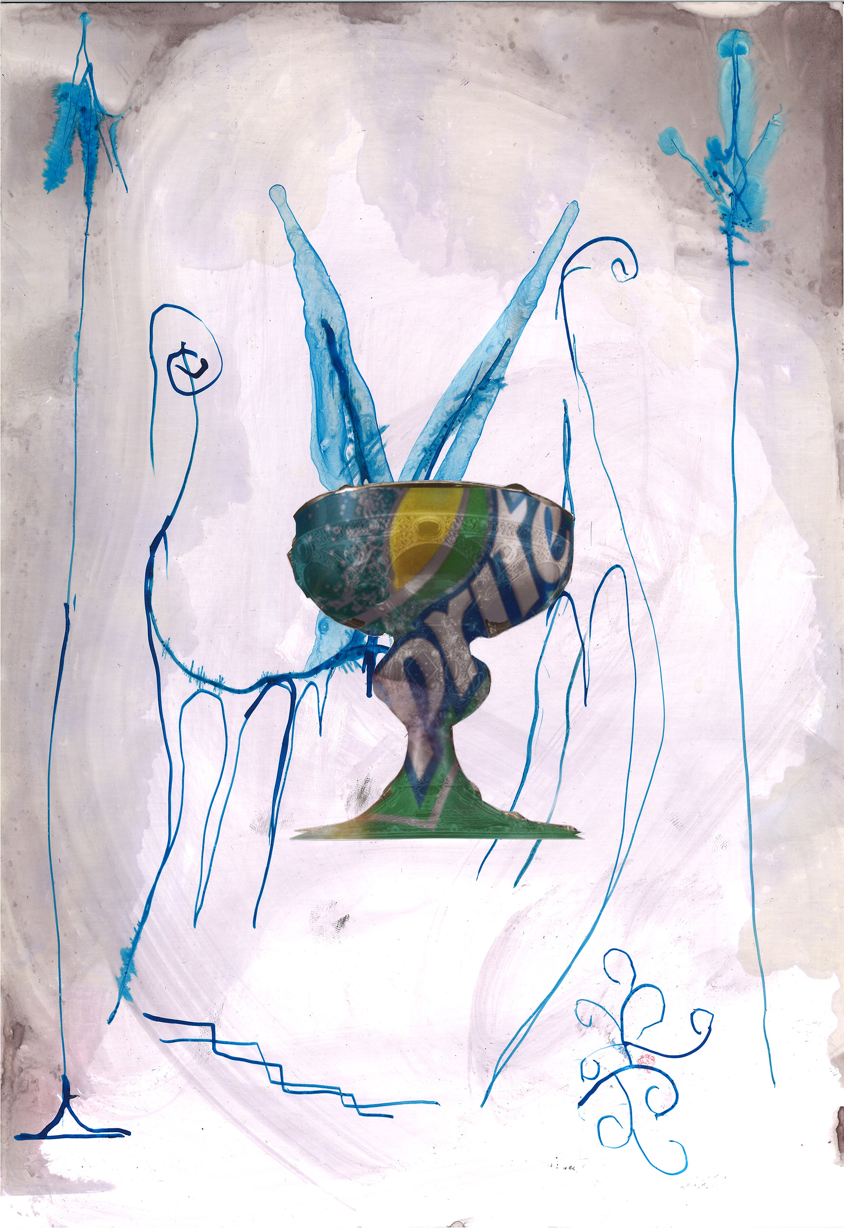 Bernhard Holaschke, collage, ink, drawing