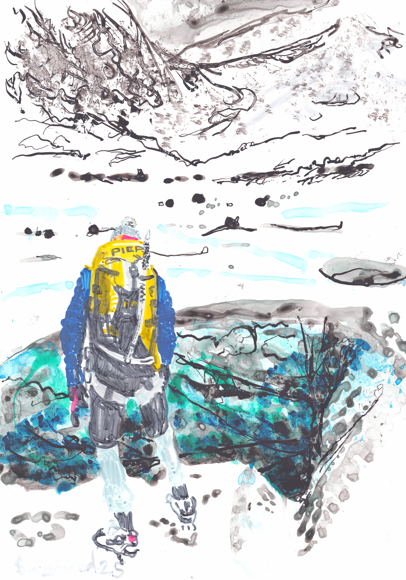 Bernhard Holaschke, ink, drawing